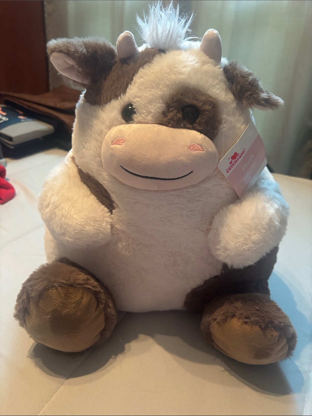 Cuddle Plush Cow Stuffed Animal - White & Brown